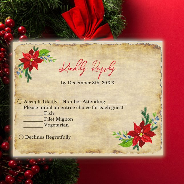 Poinsettia Bouquet, Vintage RSV  Invitation Postcard (Creator Uploaded)