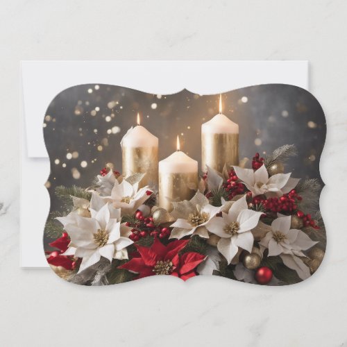 Poinsettia Centerpiece Add Signature  Greeting Holiday Card