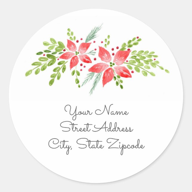 'Poinsettia Centerpiece' Address Labels (Front)