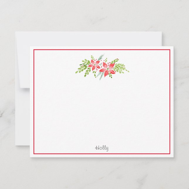 Poinsettia Centerpiece Note Card (Front)