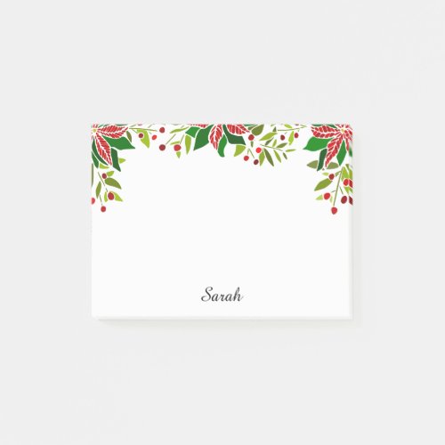 Poinsettia Christmas Add Recipients Name Gift Post_it Notes