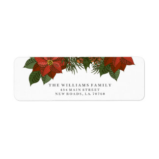 Poinsettia Christmas Address Labels
