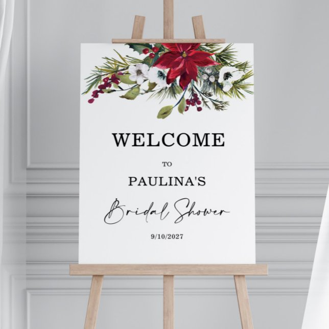 Poinsettia Christmas Bridal Shower Welcome Foam Board (Creator Uploaded)