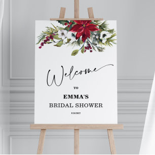 Poinsettia Christmas Bridal Shower Welcome Foam Board