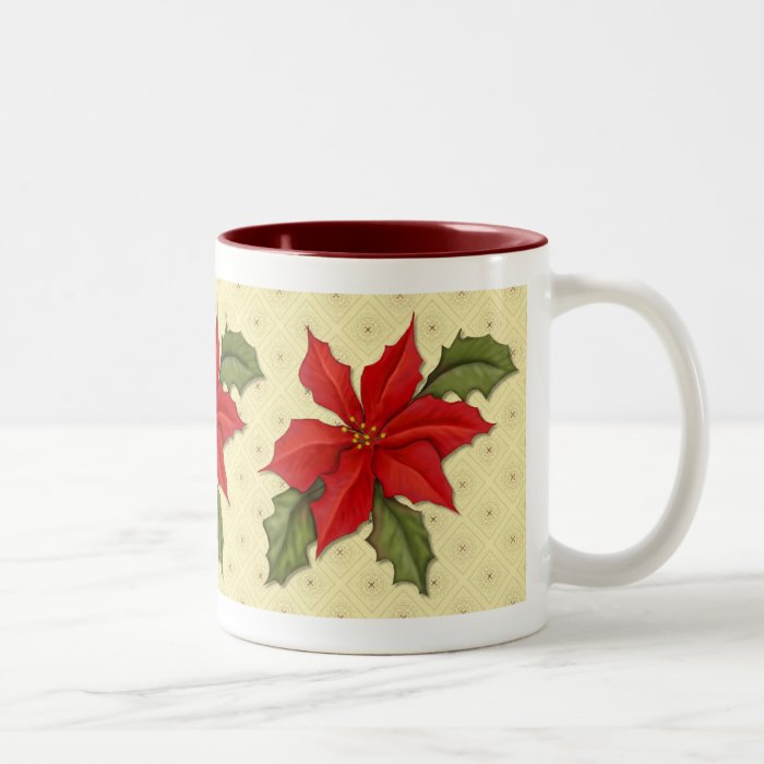 Poinsettia Christmas Coffee Mugs