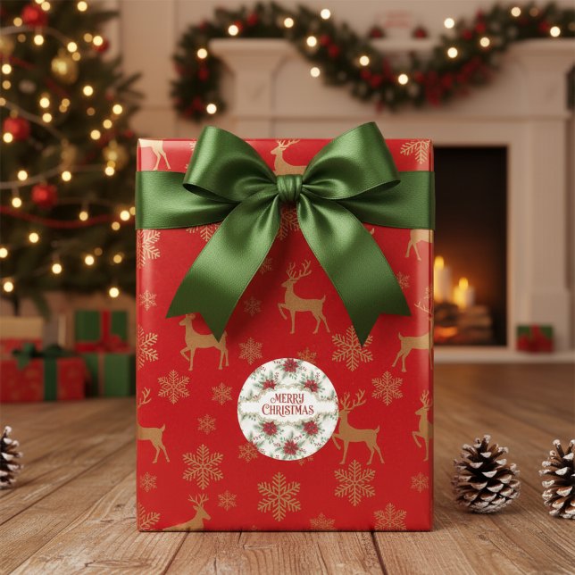 Poinsettia Christmas - Elegant Holiday Floral Seal (Poinsettia Christmas - Elegant Holiday Floral Sticker
)