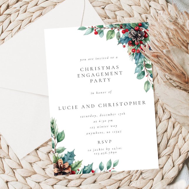 Poinsettia Christmas Engagement Party Invitation (Creator Uploaded)