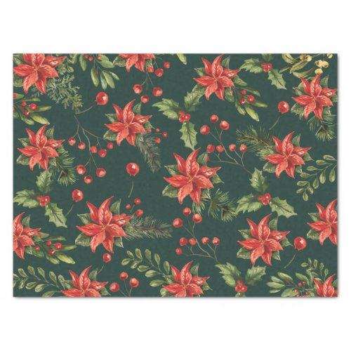 Poinsettia Christmas Floral Botanical Tissue Paper