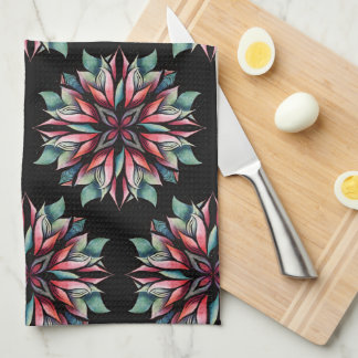 Poinsettia Christmas Floral Elegant Pattern Kitchen Towel
