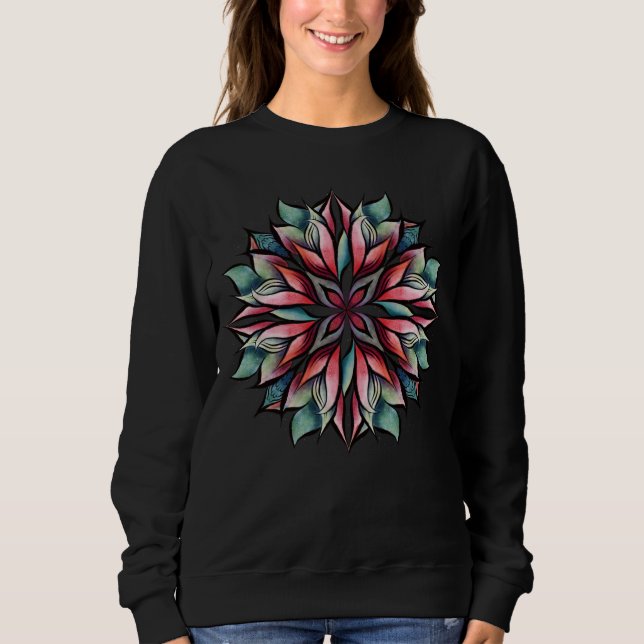 Poinsettia Christmas Floral Elegant Winter Holiday Sweatshirt (Front)