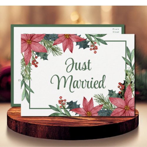 Poinsettia Christmas Floral Wedding Announcement