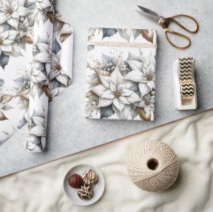 Poinsettia Christmas Floral Wrapping Paper
