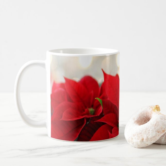 Poinsettia | Christmas flower Coffee Mug (With Donut)