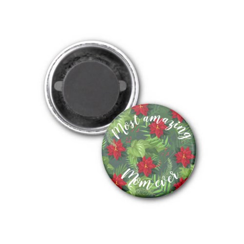 Poinsettia christmas flower customizable  magnet