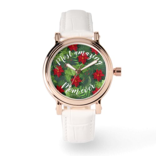 Poinsettia christmas flower customizable  watch