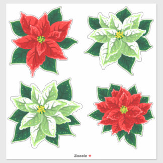 Poinsettia Christmas Flower Vintage Floral Pattern Sticker