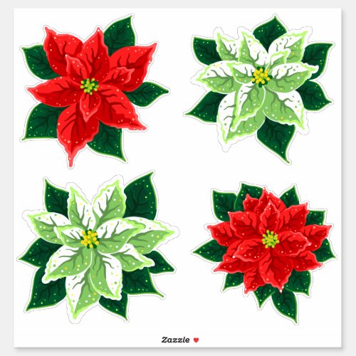 Poinsettia Christmas Flower Vintage Floral Pattern Sticker