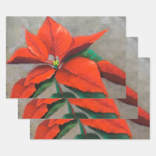 Poinsettia Christmas Gift Wrap Sheets