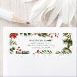 Poinsettia Christmas Greenery Return Address Label<br><div class="desc">Introducing our Custom Christmas Open House Return Address Label that promises to spread holiday cheer and set the tone for your festive gathering! Our uniquely designed invitation captures the true essence of the holiday spirit. Adorned with vibrant greenery foliage, luscious berries, and a classic toy nutcracker, this label is the...</div>