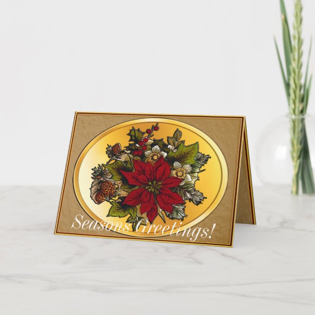 Poinsettia Christmas Greeting Card (Front)