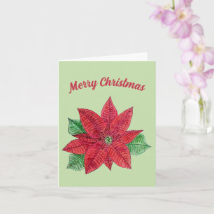 Poinsettia Christmas Greeting Card - Mint