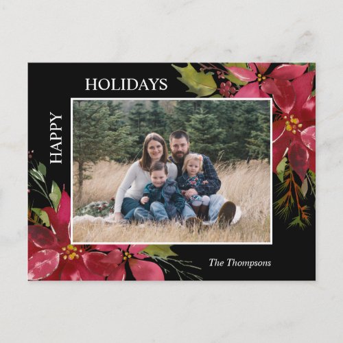 Poinsettia Christmas Happy Holidays PHOTO Postcard