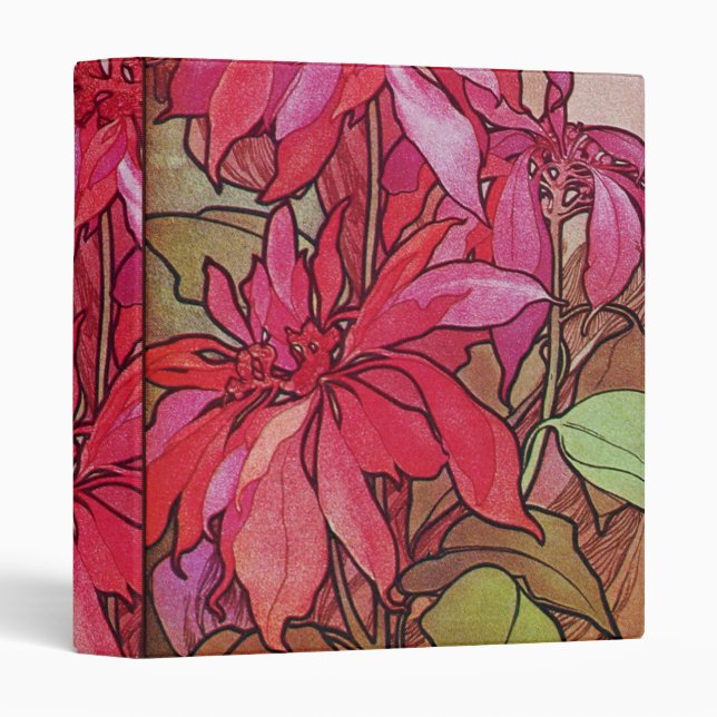 Poinsettia Christmas Holiday 1 One Inch Binder (Front/Spine)