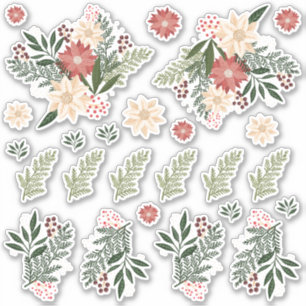 Poinsettia Christmas Holiday Contour Vinyl Sticker