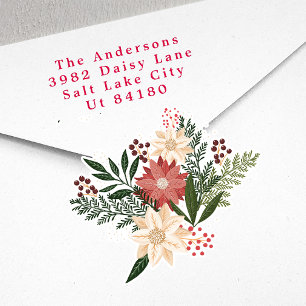 Poinsettia Christmas Holiday Contour Vinyl Sticker