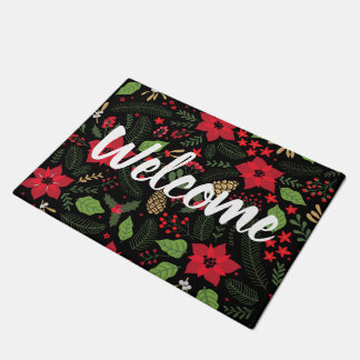 Poinsettia Christmas Holiday Doormat