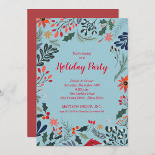 Poinsettia Christmas Holiday Invitations
