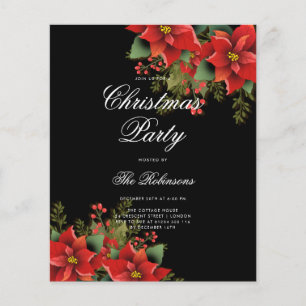 Poinsettia Christmas Holiday Invite Program & Menu Flyer