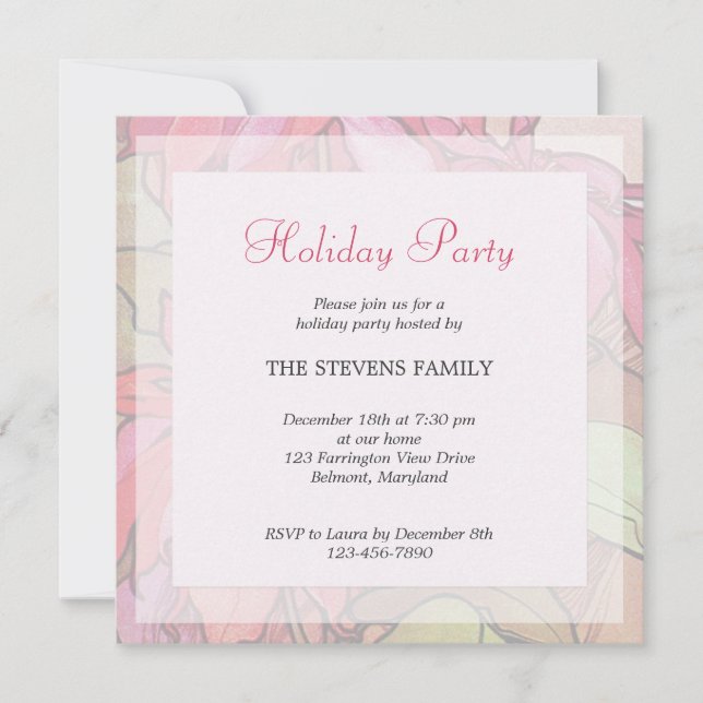 Poinsettia Christmas Holiday Party Invitations (Front)