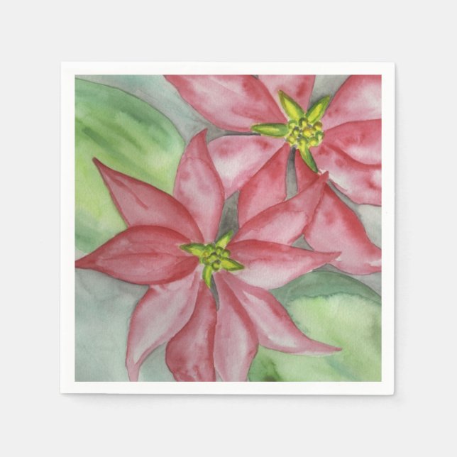 Poinsettia Christmas Holiday Party Napkins (Front)