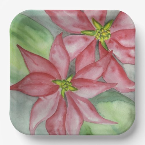 Poinsettia Christmas Holiday Party  Paper Plates