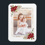 Poinsettia Christmas Holiday Photo Magnet<br><div class="desc">Poinsettia Gold Frame Christmas Holiday Photo Magnet.</div>