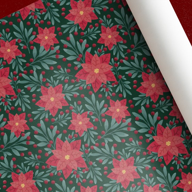 Poinsettia Christmas Holiday Wrapping Paper (Creator Uploaded)