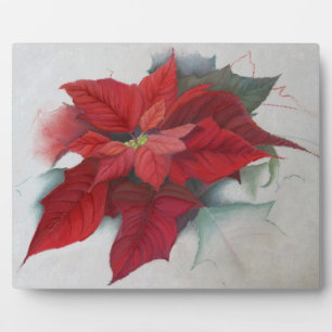 Poinsettia Christmas Oil Painting Plaque