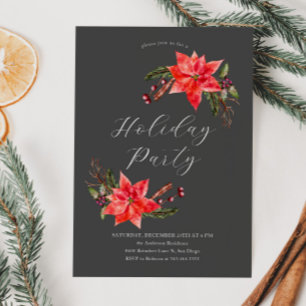 Poinsettia Christmas Party Invitation