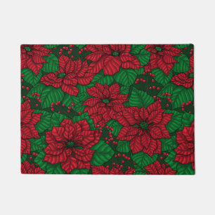 Poinsettia, Christmas pattern Doormat