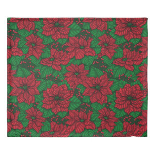 Poinsettia, Christmas pattern Duvet Cover