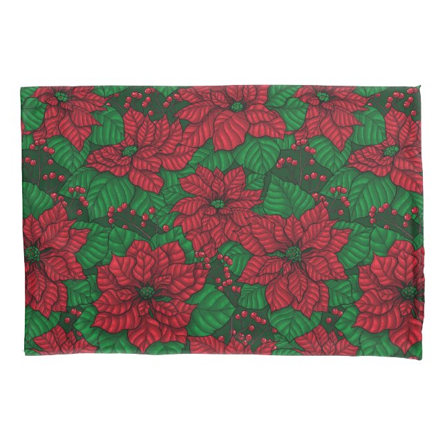 Poinsettia, Christmas pattern Pillow Case (Front)