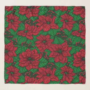 Poinsettia, Christmas pattern Scarf