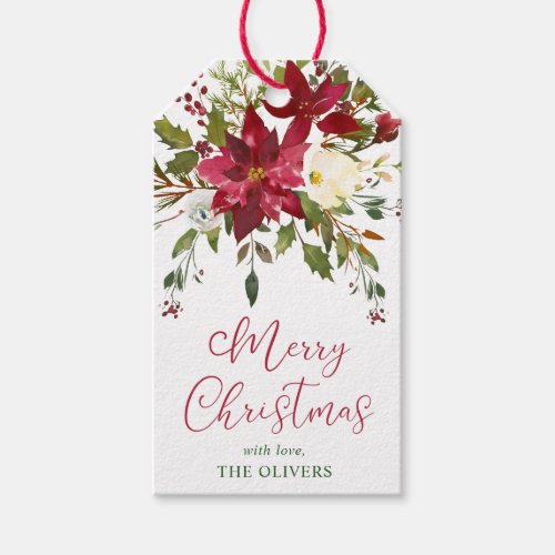 Poinsettia Christmas Personalized Gift Tags