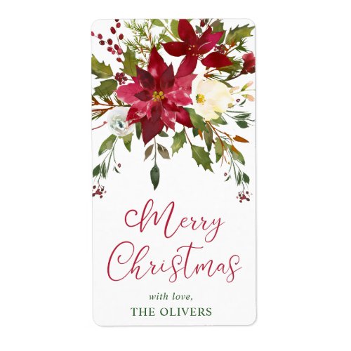 Poinsettia Christmas Personalized Label