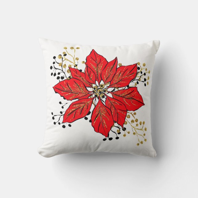 Poinsettia Christmas Pillow (Front)