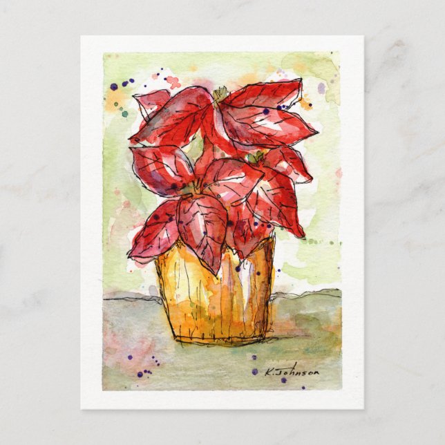 Poinsettia Christmas Postcard (Front)