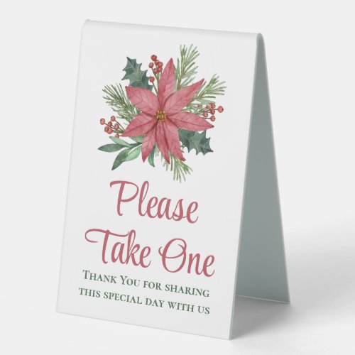  Poinsettia Christmas Red Floral Wedding Favors Table Tent Sign