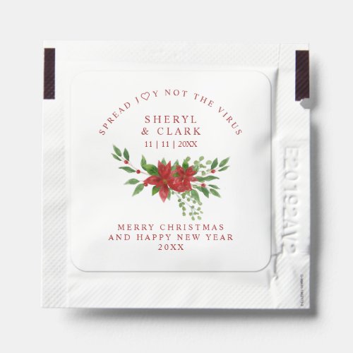 Poinsettia Christmas Red Wreath Wedding Sanitizer Hand Sanitizer Packet