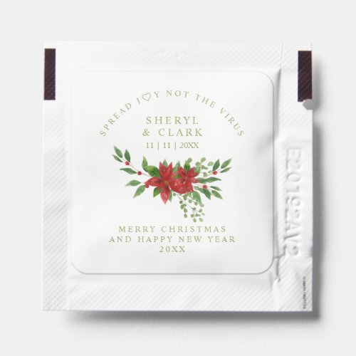 Poinsettia Christmas Sage Wreath Wedding Sanitizer Hand Sanitizer Packet